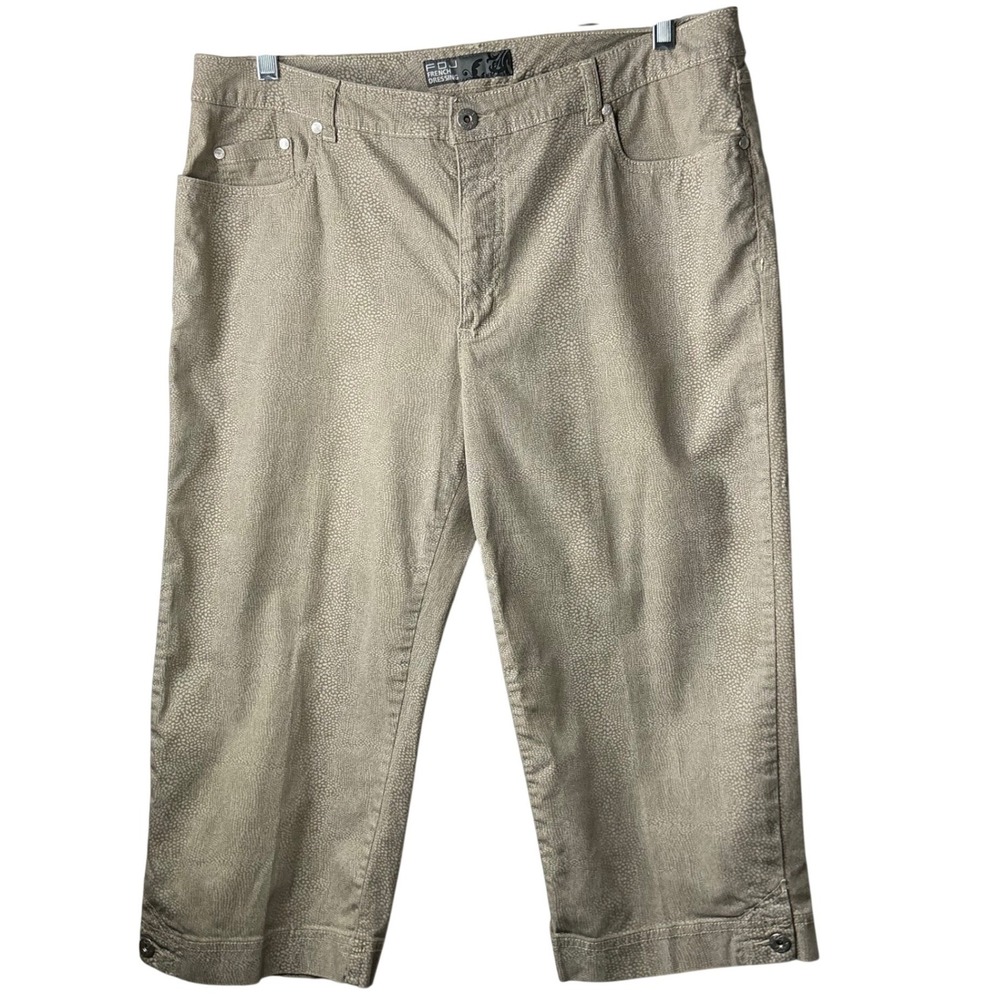 FDJ French Dressing Olivia Capri Pants Tan Micro Print Size 16 Cropped‎ 2040318